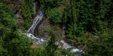 Look At South Gorge Creek Falls from Gorge Overlook Trail In North Cascades National Park, WA
