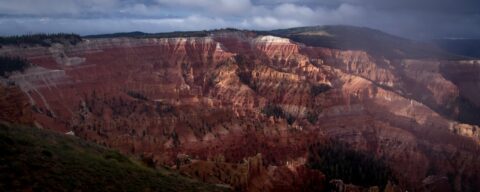 Look Down At Amphitheatre From Chessmen Ridge Overlook In Cedar Breaks National Monument, UT