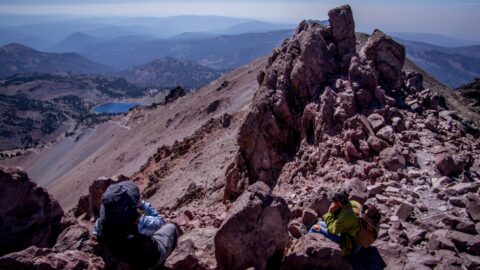 Look Down Towards Trailhead From Second Lassen Peak In Lassen Volcanic National Park, CA