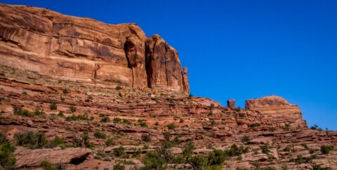 Massive Rock Formations Along Trail To Jeep Arch, Moab, UT