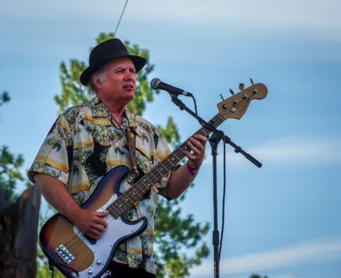 Peter Albin Plays Bass On Blues Ranch Stage During Heroes Of Woodstock Tour In Winthrop, WA