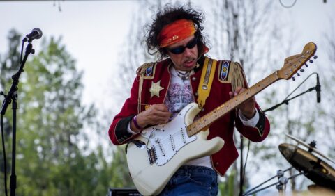 Randy Hansen Playing First On Blues Farm Stage During Heroes Of Woodstock Tour In Winthrop, WA