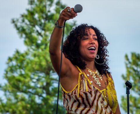 Sophia Ramos Let Crowd Sing Along During Blues Farm Performing At Heroes Of Woodstock Tour In Winthrop, WA