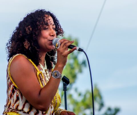Sophia Ramos Whisper Singing On Blues Farm Stage Performing At Heroes Of Woodstock Tour In Winthrop, WA