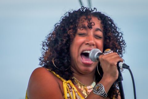 Sophia Ramos High Note Singing On Blues Farm Stage During Heroes Of Woodstock Tour In Winthrop, WA