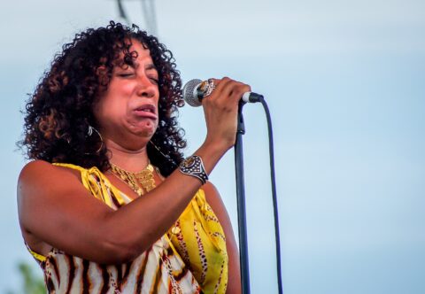 Sophia Ramos Shows Strong Emotion On Blues Farm Stage During Heroes Of Woodstock Tour In Winthrop, WA