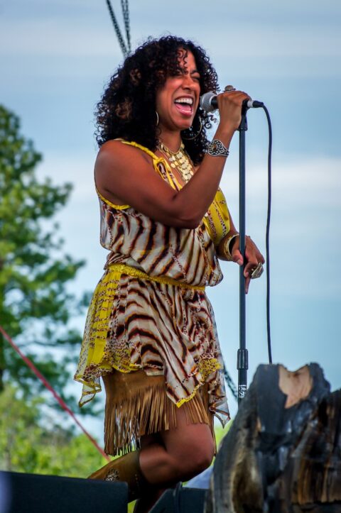 Strong Vocalist Sophia Ramos on Blues Farm Stage During Heroes Of Woodstock Tour In Winthrop, WA