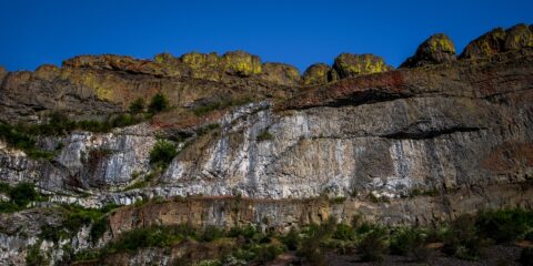 Volcanic Rock Along Columbia River Downstream Of Coulee Dam, WA