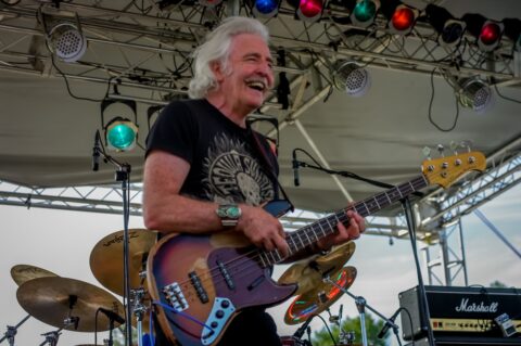 Leo Lyons Enjoys In Crowd Reaction During Ten Years After Performance On Blues Farm Stage, Heroes Of Woodstock Tour In Winthrop, WA