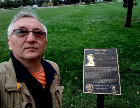 rrasha At Memorial Plaque Where Nikola Tesla Laboratory Was Destroyed In Colorado Springs, CO