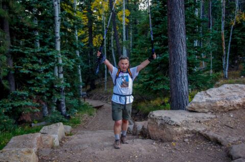 After 52km hike in one day rrasha is back to the top of North Rim in Grand Ganyon National Park, AZ