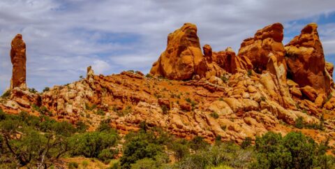 Approaching Dark Angel In Devils Garden, Arches National Park, Moab, UT
