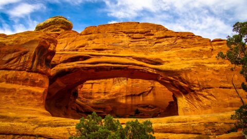 Close Look At Tower Arch In Arches National Park, Moab, UT