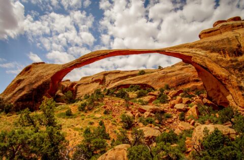Landscape Arch Along Devils Garden Trail In Arches National Park, Moab, UT