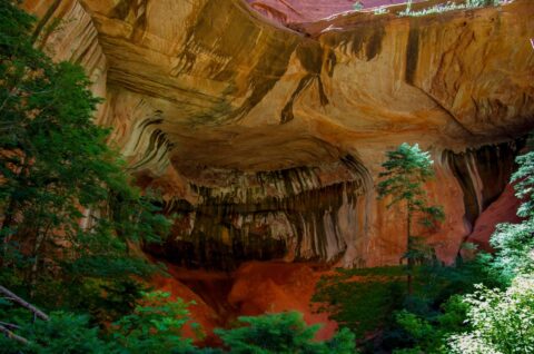 Double Arch Alcove At The End Of Taylor Creek Trail In Kolob Canyon Section Of Zion National Park, UT