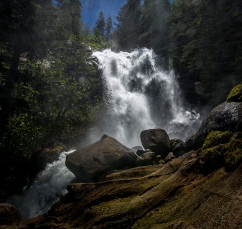 In The Mist Of Mighty Bells Canyon Waterfall Near Sandy City, UT