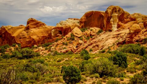 Double O Arch In Devils Garden, Arches National Park, Moab, UT