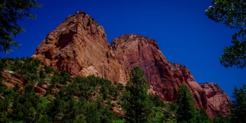 Massive Rock Formations Along Taylor Creek Trail In Kolob Canyon Section Of Zion National Park, UT