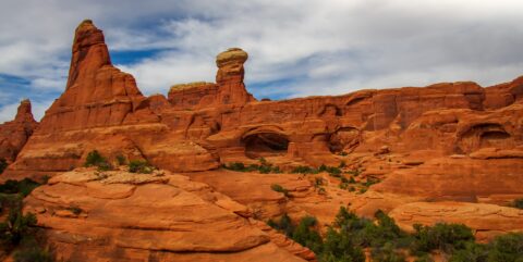 Remote Tower Arch And Parallel Arch in Arches National Park, Moab, UT