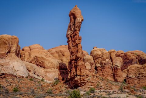 Rock Pinackle Along Arches National Park Road, Moab, UT