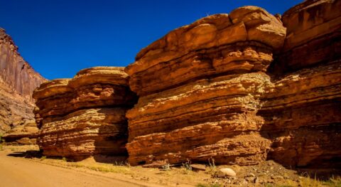 Sediment Formations in Long Canyon Before Being Washed Out By Big Flush Flood In 2013, Moab, UT