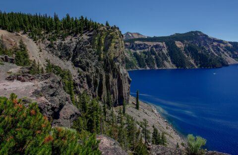 Volcanic Rock Cliff On North Shore Of Crater Lake, OR –