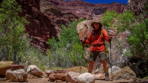 rrasha ready to hike up from Tapeats Creek Campground Towards Monument Point In Grand Canyon National Park, AZ