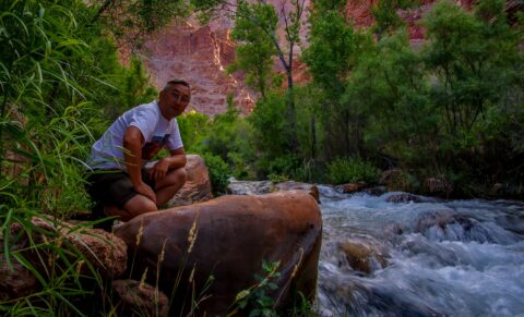 rrasha talking rest by Tapeats Creek In Grand Canyon National Park, AZ