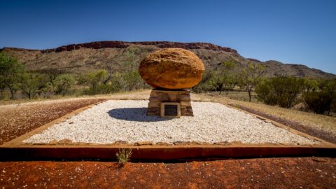 Common Rock On John Flynn’s Grave Near Alice Springs, NT, Australia