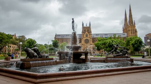 Archibald Fountain In Hyde Park And St Mary’s Cathedral, Sydney, NSW, Australia