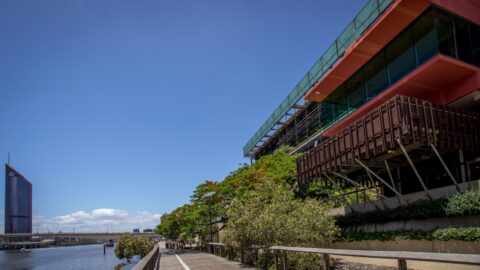 Boardwalk Along South Bank Near Brisbane Science Center, Brisbane, QLD, Australia