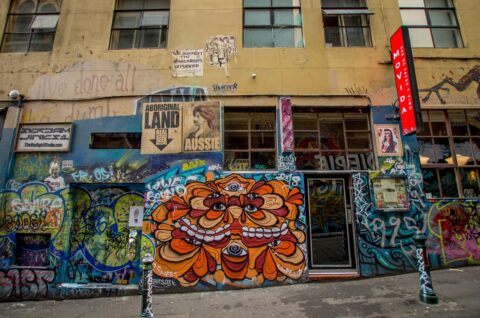 Graffiti At Movida Bar De Tapas Y Vino In Hoister Lane, Melbourne, VIC, Australia