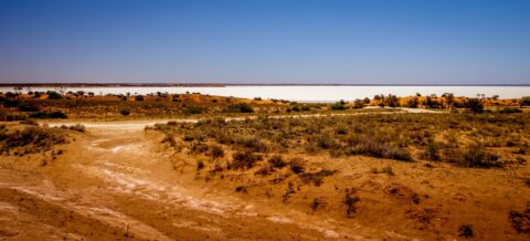 Lake Gairdner (Salt Lake), Look From Rest Area On Stuart Highway, SA, Australia