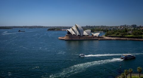 Look From Harbour Bridge At Opera House, Sydney, NSW, Australia