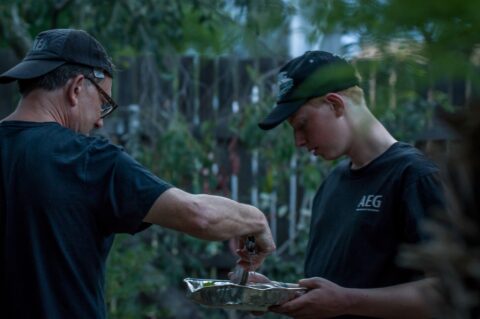 Milosh And Damjan Prepare Great Barbecue At Home, Canberra, ACT, Australia