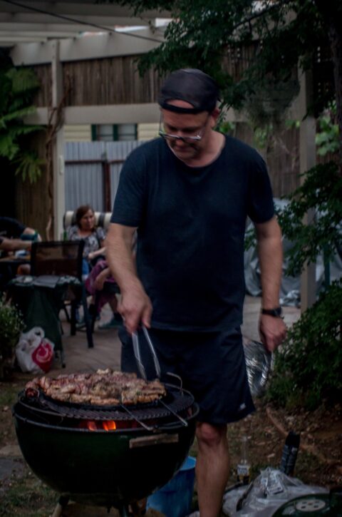 Milosh Preparing Barbeque For Us At Home, Canberra, ACT Australia