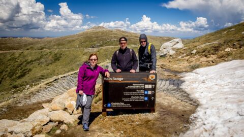 Ognjenka, Milosh And Ranko On Mount Kozhushko, Australian Alps, NSW, Australia