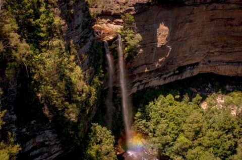Rainbow At Katoomba Falls In The Scenic World, Blue Mountains, NSW, Australia