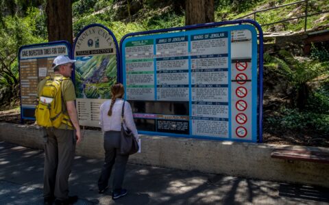 Ranko And Ognjeka At Time Table In Jenolan Caves, Blue Mountains, NSW, Australia