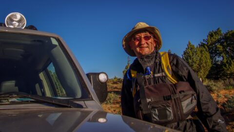 rrasha Ready For Hiking In South Coyote Butties, Vermilion Cliffs National Monument, AZ