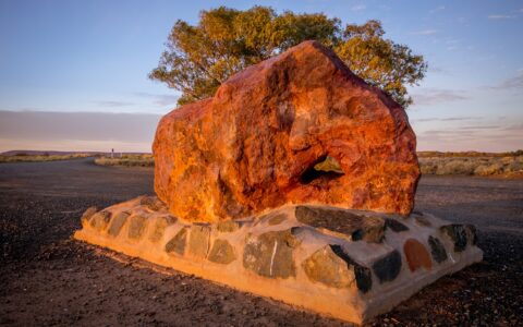 Red Rock Monument On Tarcoonyinna Rest Area, Stuart Highway, SA, Australia