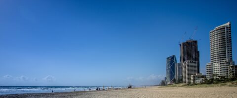 Sky Scrapers Right On The Beach, Surfers Paradise, Gold Coast, QLD, Australia