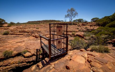The End Of South Wall Trail, Do Not Jump Over The Gap, Watarrka National Park (Kings Canyon), NT, Australia