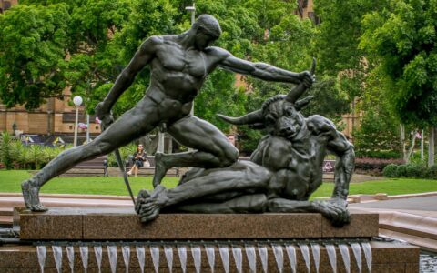 Theseus And the Minotaur, Detail From Archibald Fountain In Hyde Park, Sydney, NSW, Australia