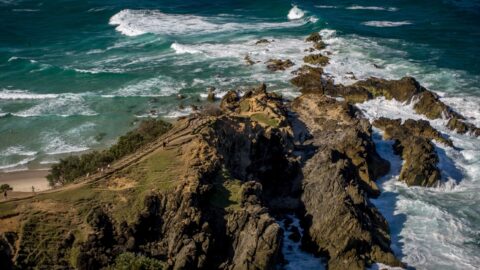 Tourists Walk To Vista Below Cape Byron Lighthouse, QLD, Australia