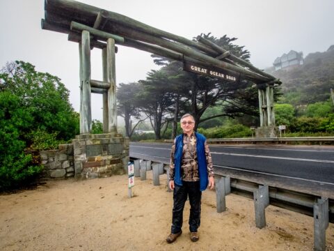 rrasha In Front Of Great Ocean Road Memorial Arch, VIC, Australia