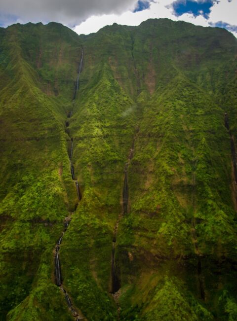 After Rain All Mountain Scars Are Waterfalls – Blue Hawaiian Helicopter Ride On Kauai Island, HI