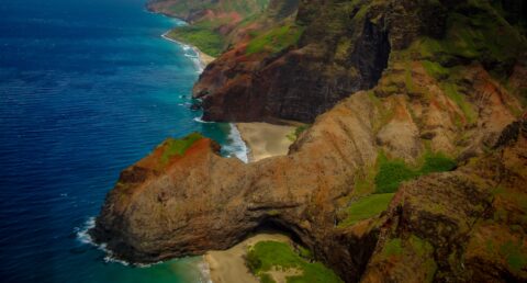 Arch On Honopu Beach Along Nā Pali Coast – Blue Hawaiian Helicopter Ride On Kauai Island, HI