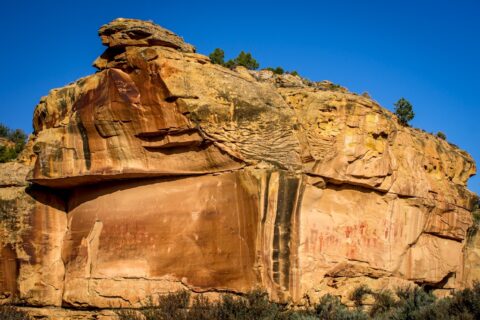 Big Rock with Sego Canyon Rock Art, Some 45 minutes drive North-East Of Moab, UT