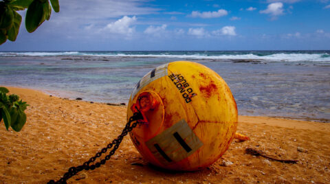Buoy On Larsen’s Beach On Northeast Shore Of Kauai Island, HI, North Shore of Kauai Island, HI